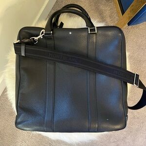 MontBlanc Black Leather Tote with Strap
